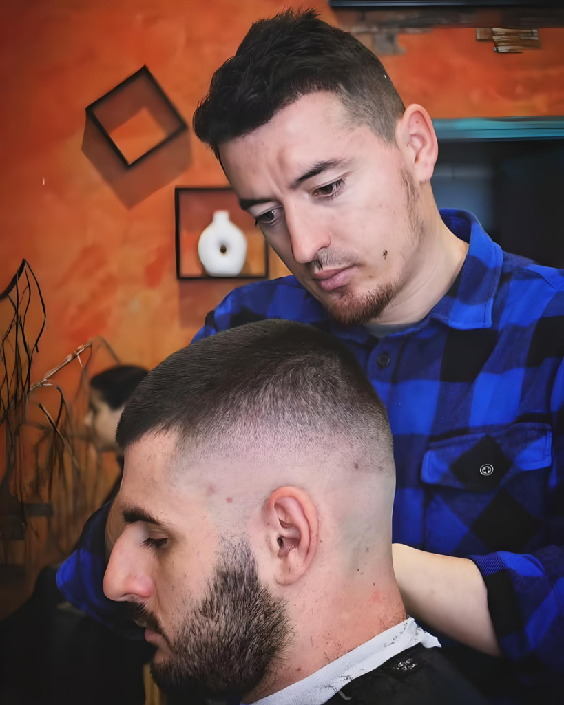 Beard trimming and haircut grooming session